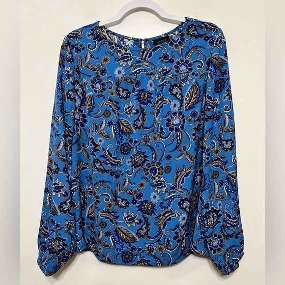 J Jill Wearever Collection Paisley Long Sleeve Blouse - Picture 1 of 10